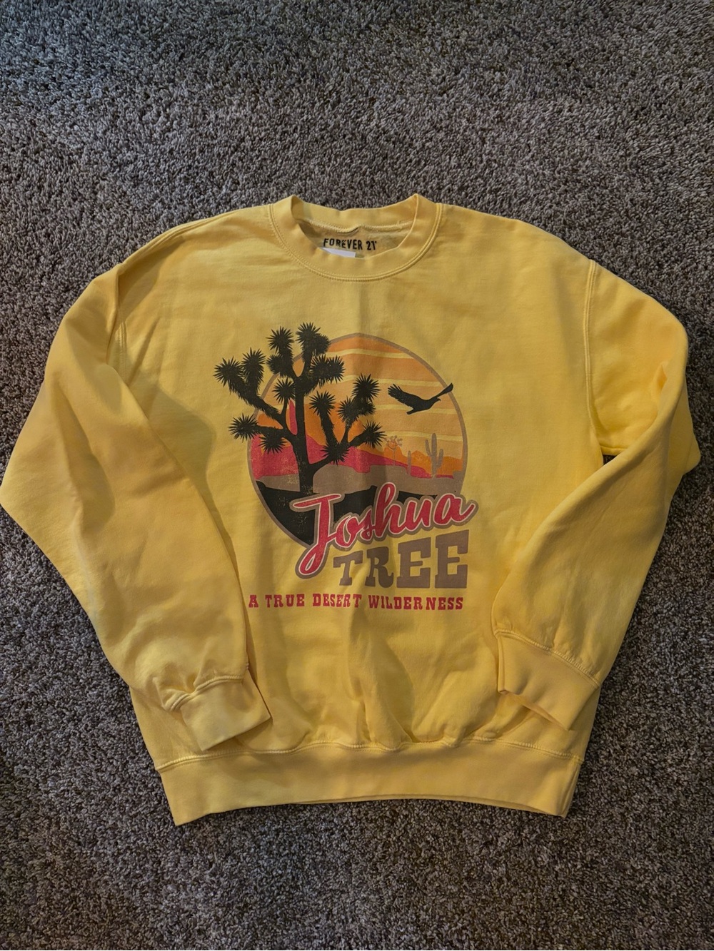Forever 21 Yellow Joshua Tree Graphic Crewneck Sweatshirt